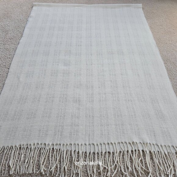Woven Wool Scarf Ivory Woolmark - Picture 10 of 12
